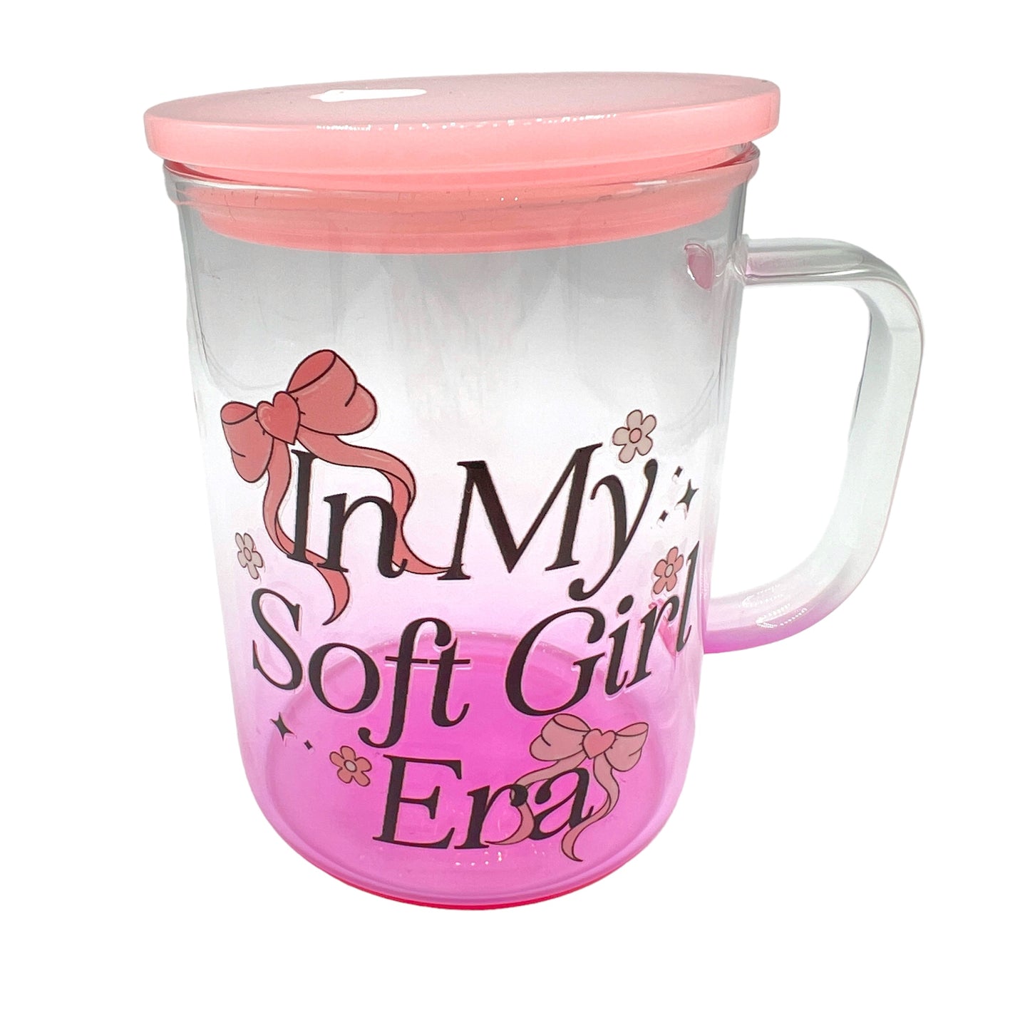 In My Soft Girl Era Gradient Glass Mug in Pink