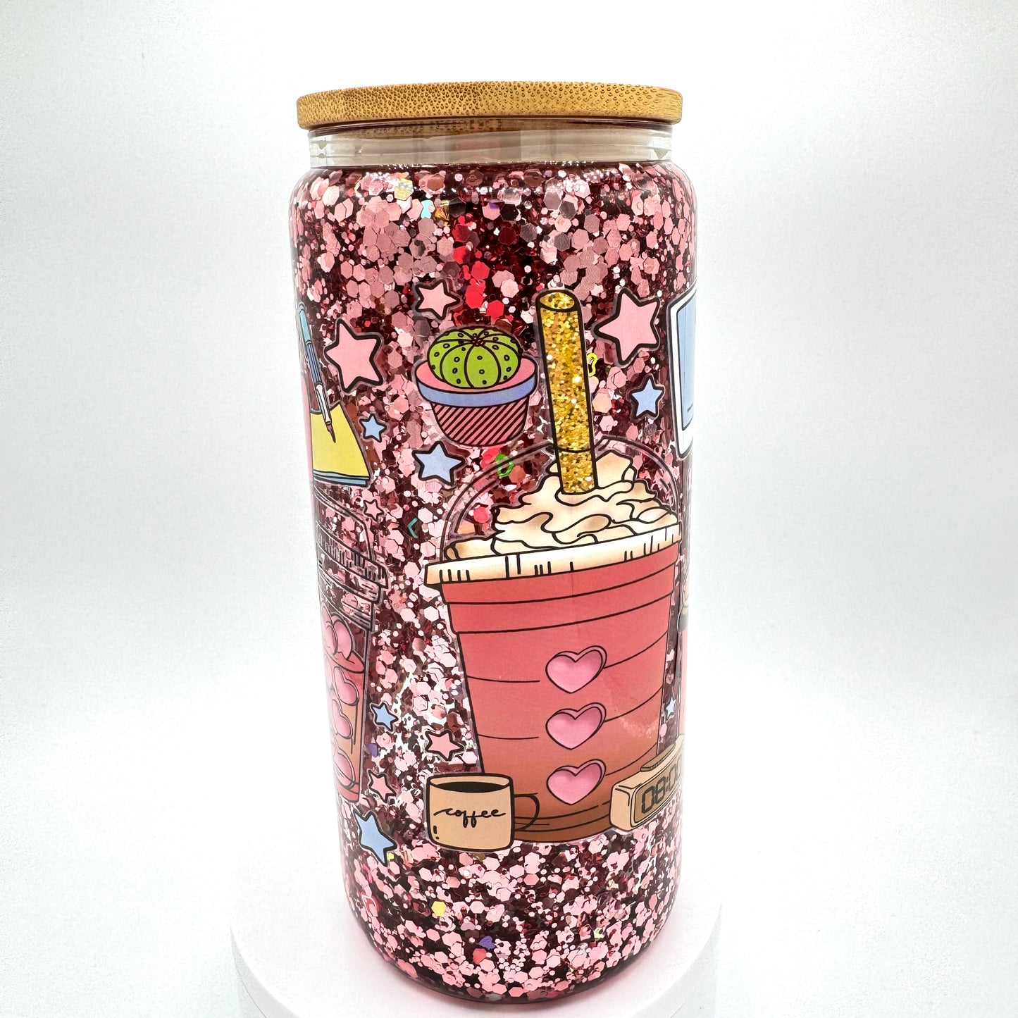 Boss Babe Fuel Snow Globe Glass 16 oz Tumbler Cup