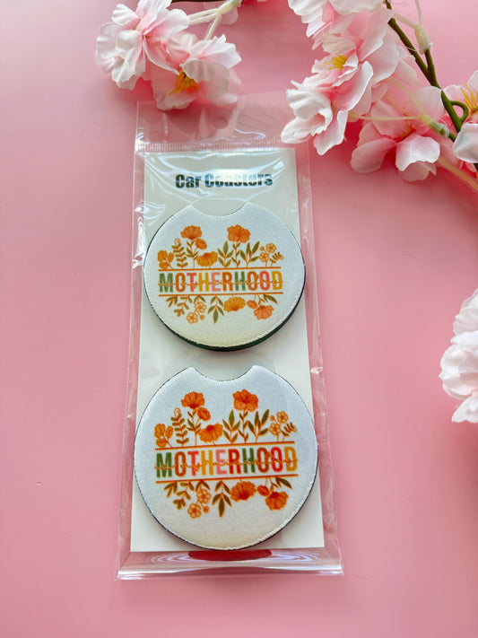 Motherhood Boho Floral Car Coaster