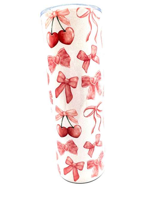 Cherry and Bow Coquette Esthetics's Stainless Steel Tumbler 20oz