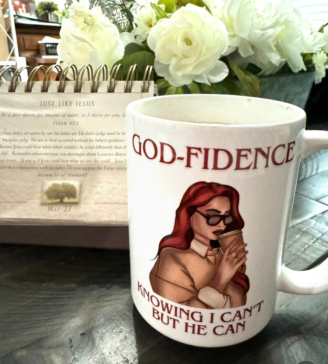 God-Fidence Knowing I Can't But He Can Ceramic Coffee Mug