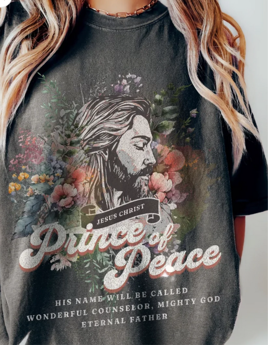 Prince Of Peace Jesus Christ Bible Verse Floral Tee