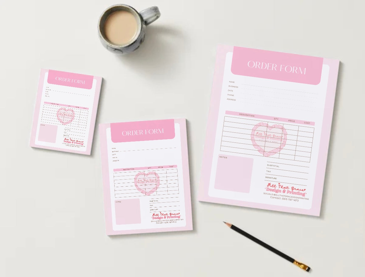 Custom Order Form Notepad