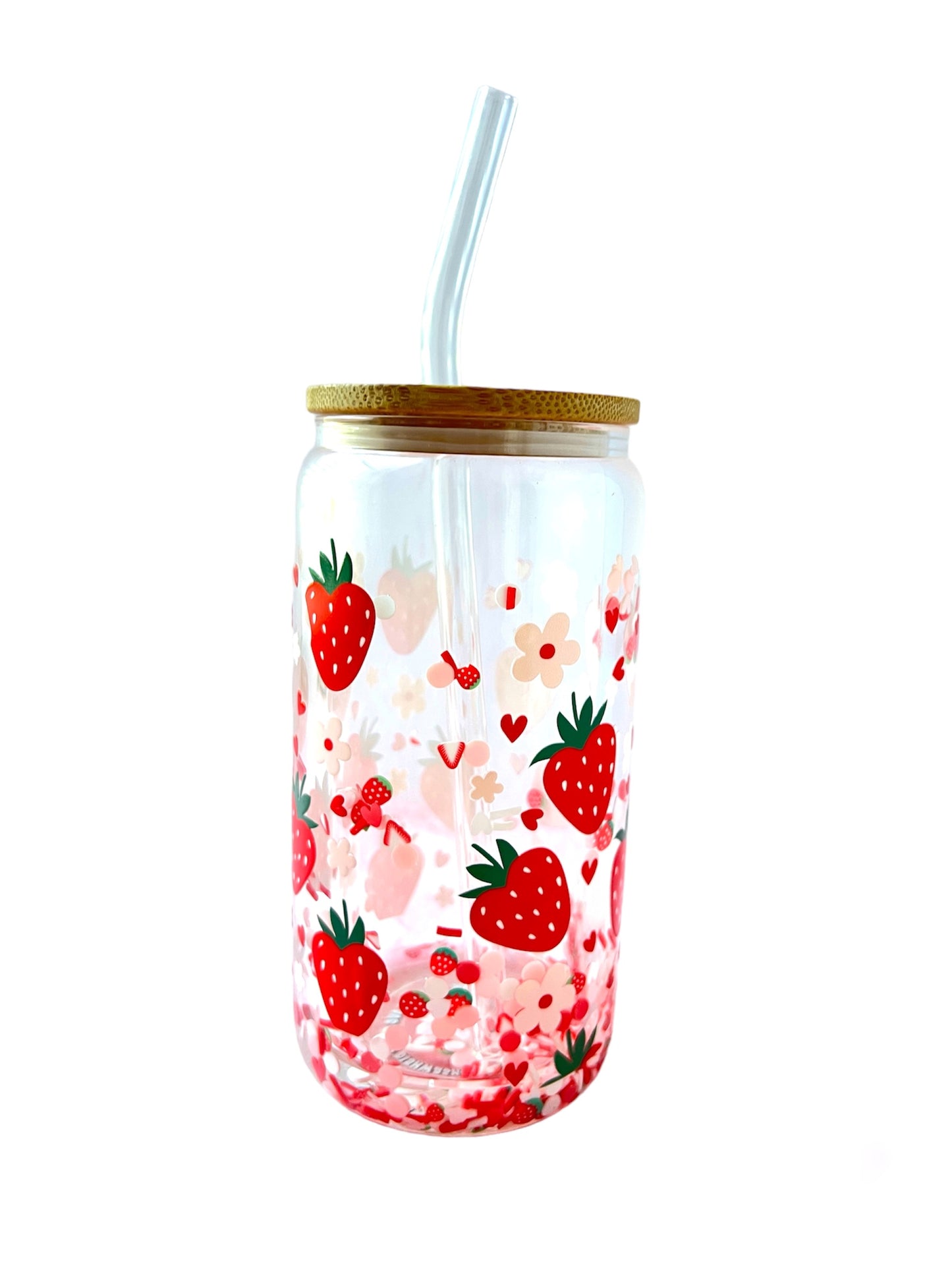 Strawberry Paradise 2nd Edition Snow Globe Tumbler 16oz With Strawberry Straw Cover