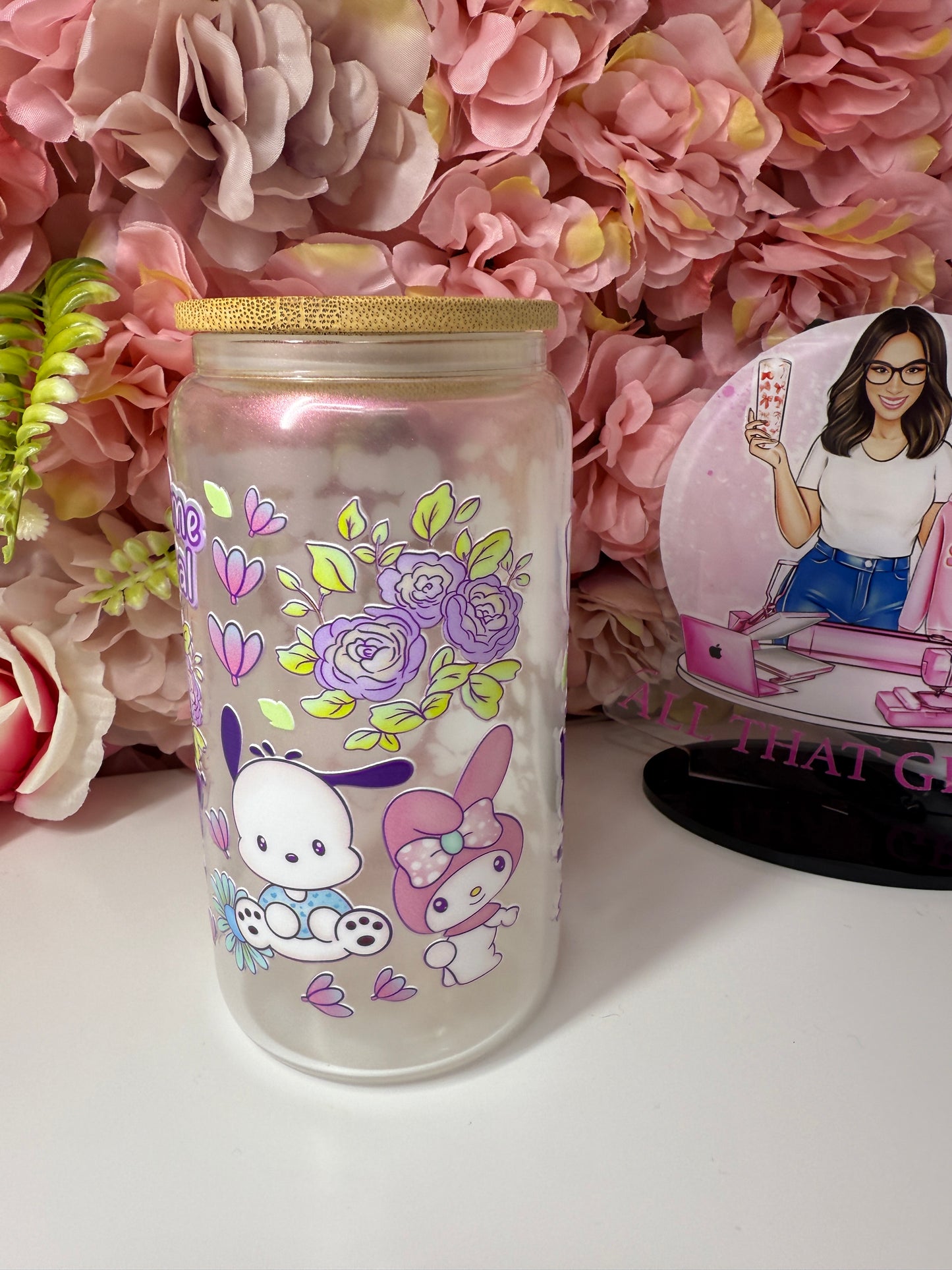 Give Yourself Time to Grow and Heal Kawaii 16oz Shimmer Libby Cup