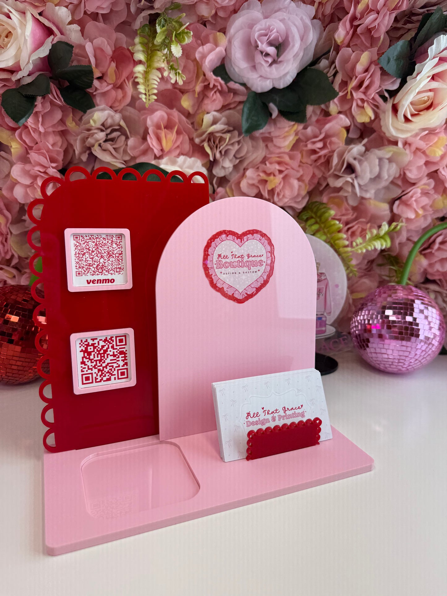 Scalloped Scan To Pay / Follow Us Acrylic 2 Color Sign