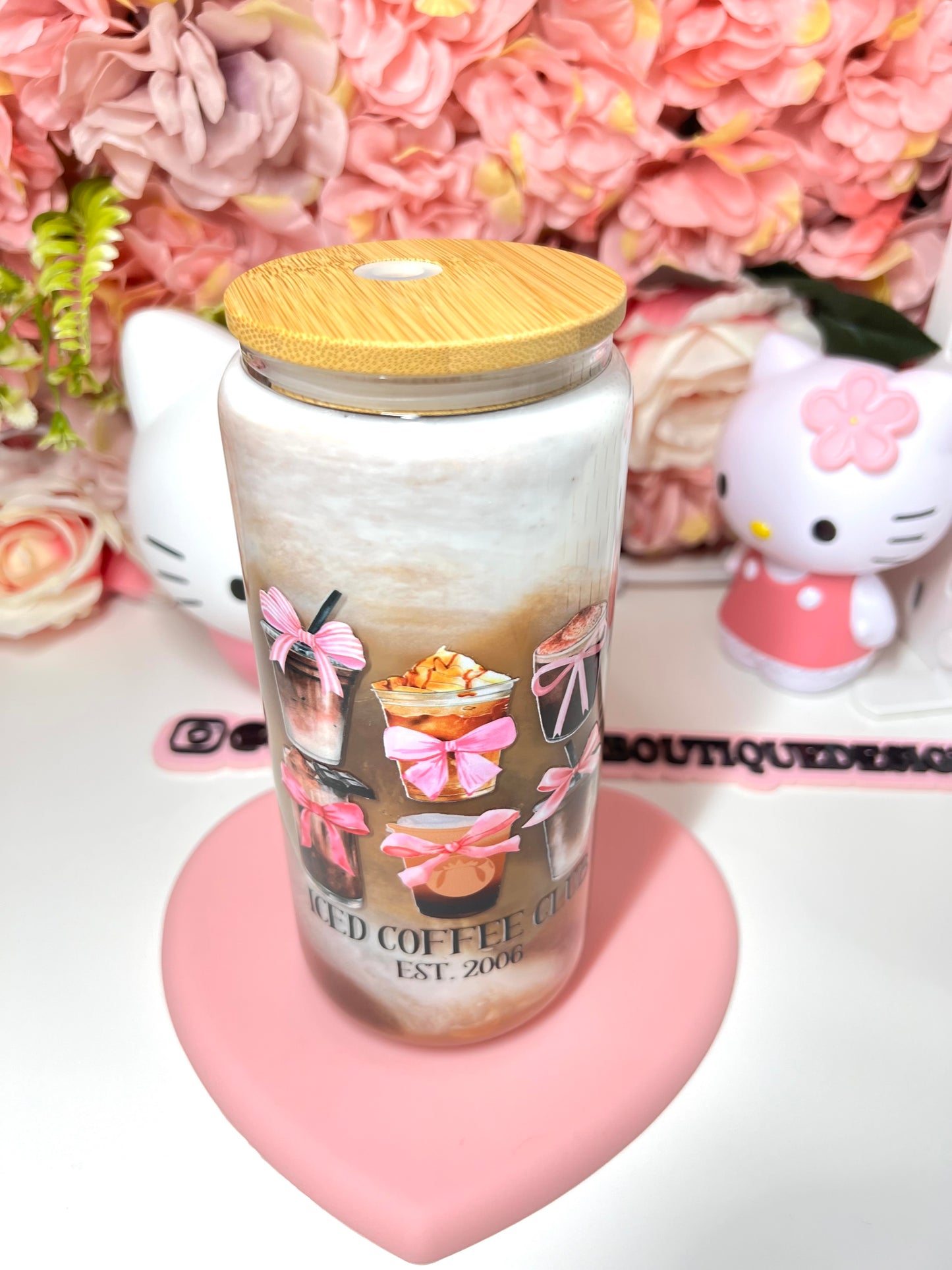 Coffee Swirl Iced Coffee Club Snow Globe Glass Libby Cup