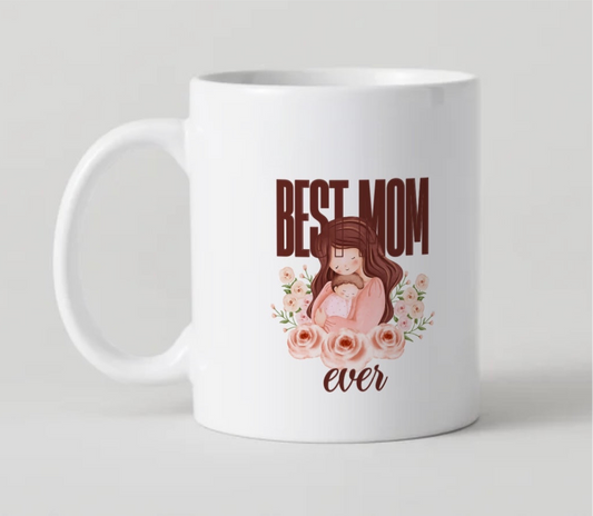 Best Mom Ever Floral Ceramic Coffee Mug