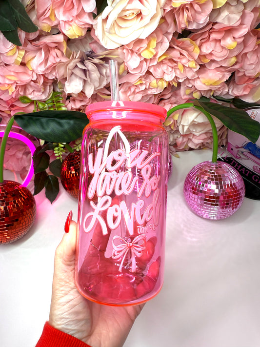 You Are So Loved John 3:16 Pink Acrylic Cup