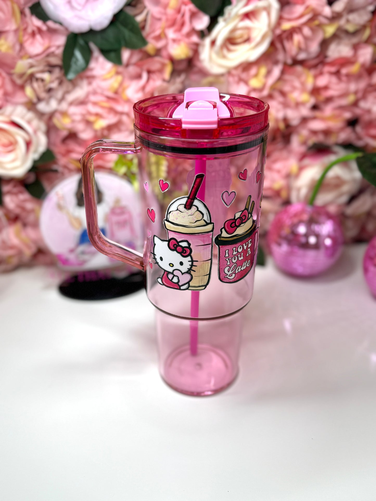 Valentine Latte I Love You A Latte Kitty Acrylic Pink 40oz Tumbler