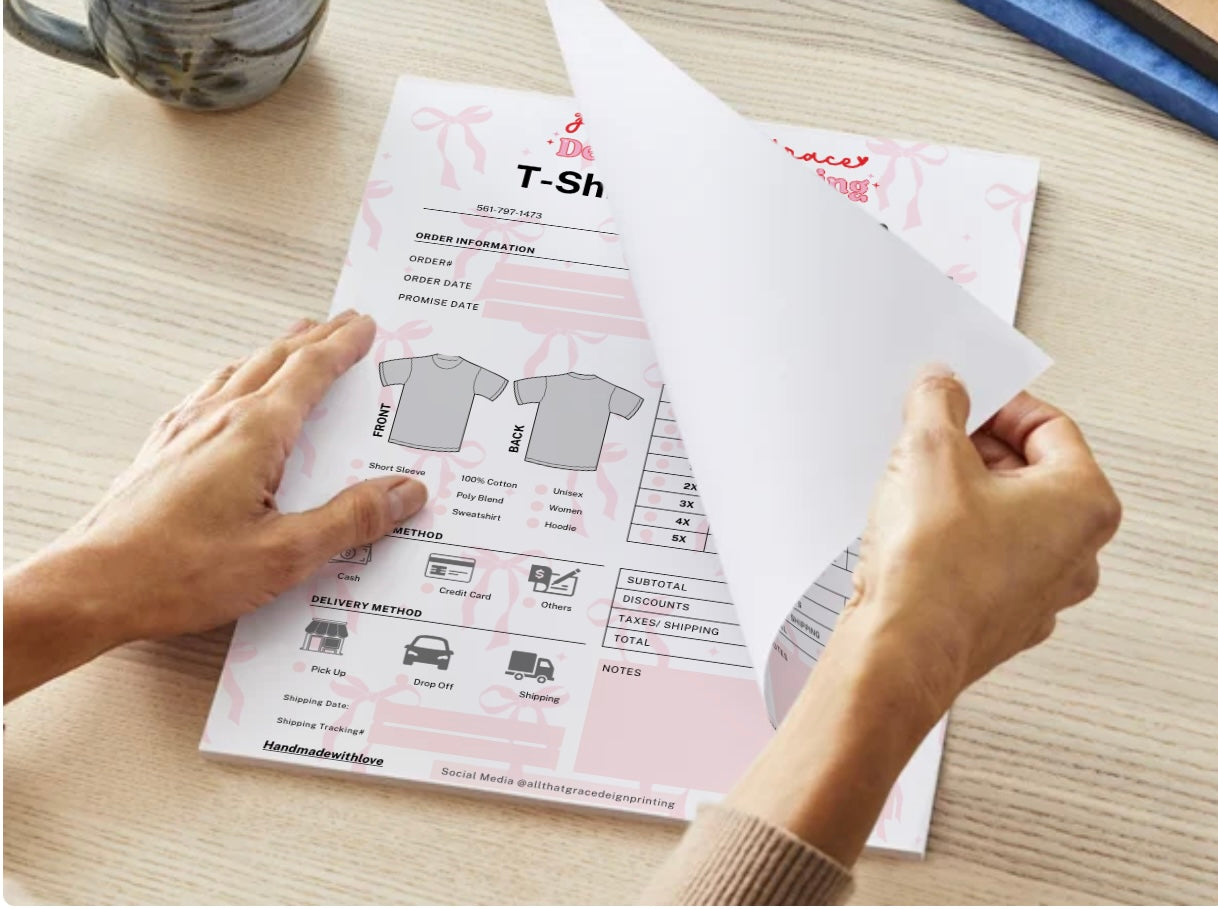 Custom Tee Shirt Order Form Notepad