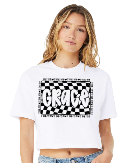 Grace Vintage Style Cropped Tee in White