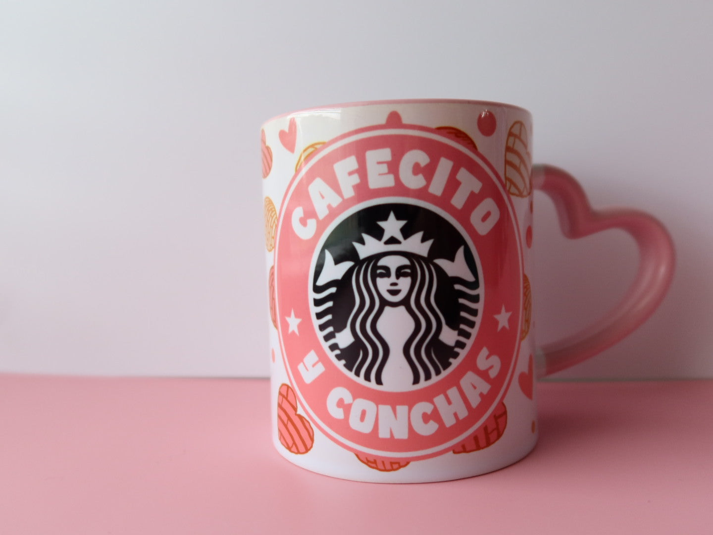Cafeciti Y Conchas Heart Handle Coffee Mug 11oz