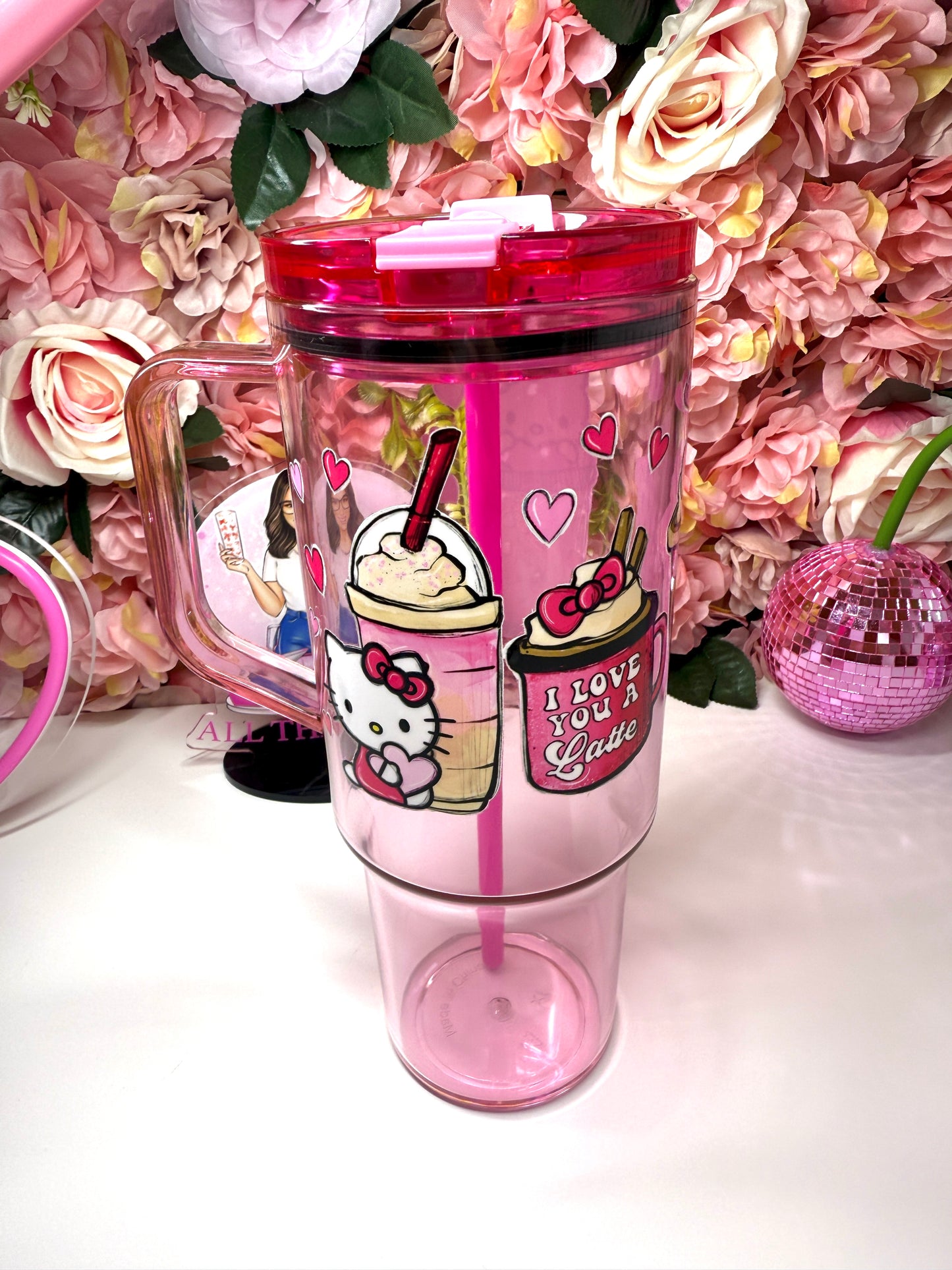 Valentine Latte I Love You A Latte Kitty Acrylic Pink 40oz Tumbler