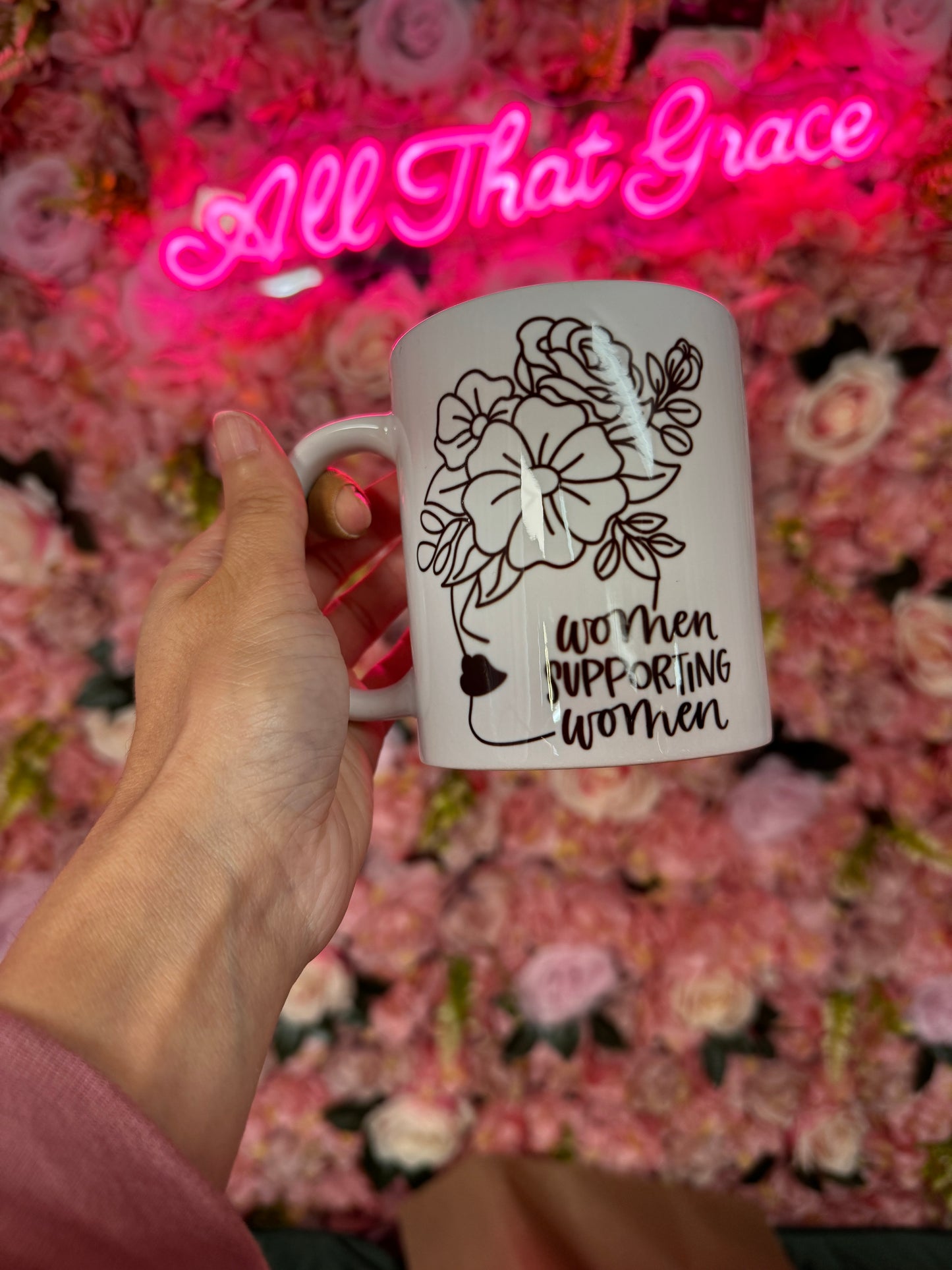 Women Supporting Women Floral and Face Silhouette Mug