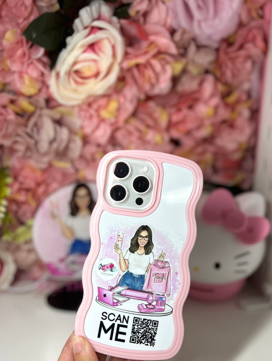 Custom Pink Wave Phone Case for I phone 15 Pro