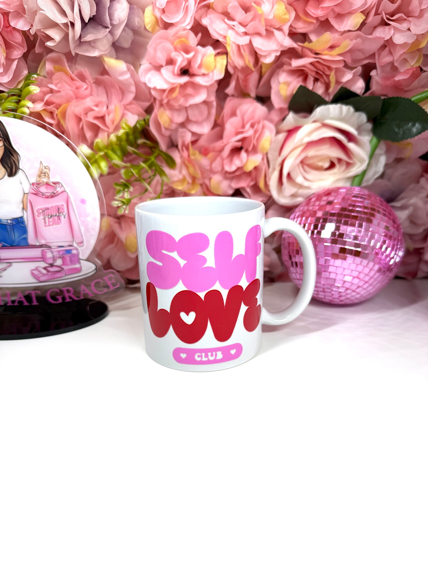 Self Love Club Pink & Red Ceramic Mug 11oz