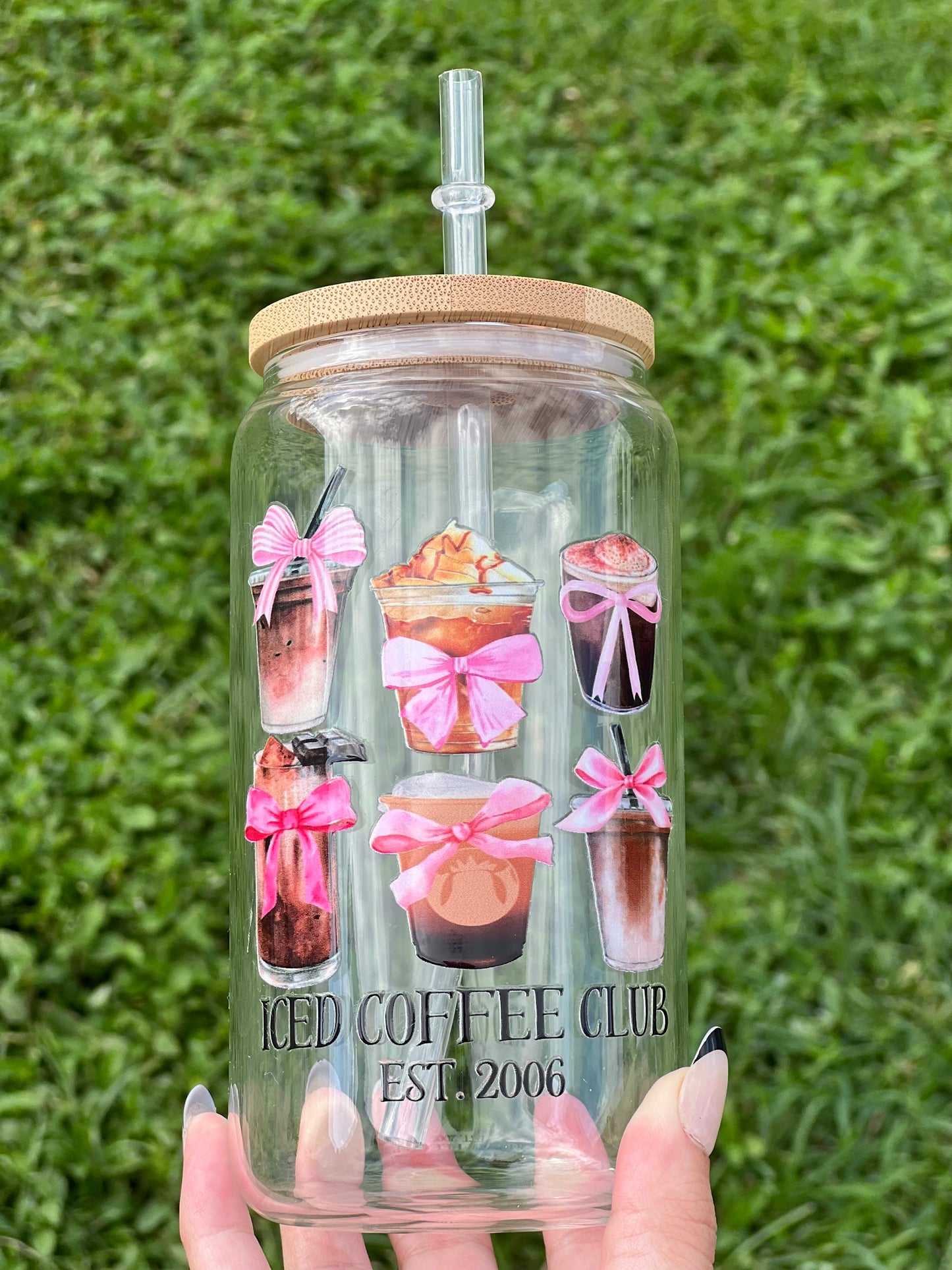 Iced Coffee Club Coquette Glass Libby Cup 16oz