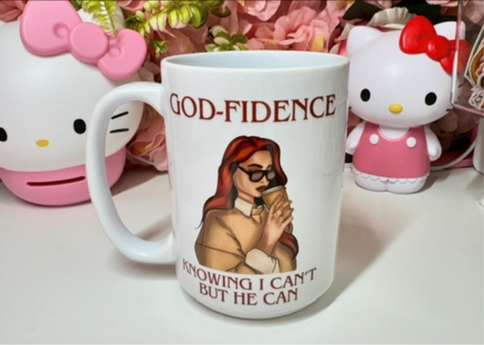 God-Fidence Knowing I Can't But He Can Ceramic Coffee Mug