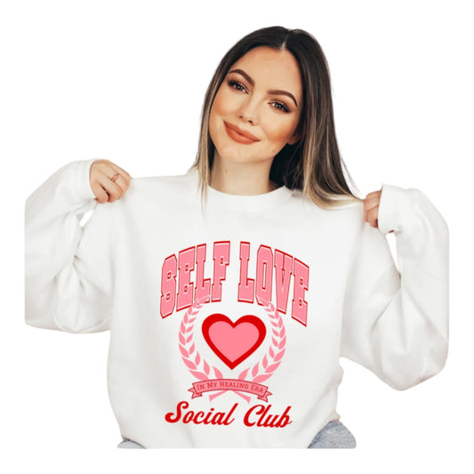 Self Love Social Club In My Healing Journey Crewneck in White