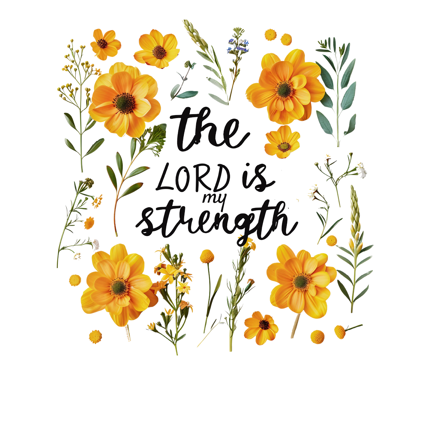 The Lord Is My Strength Floral Sticker