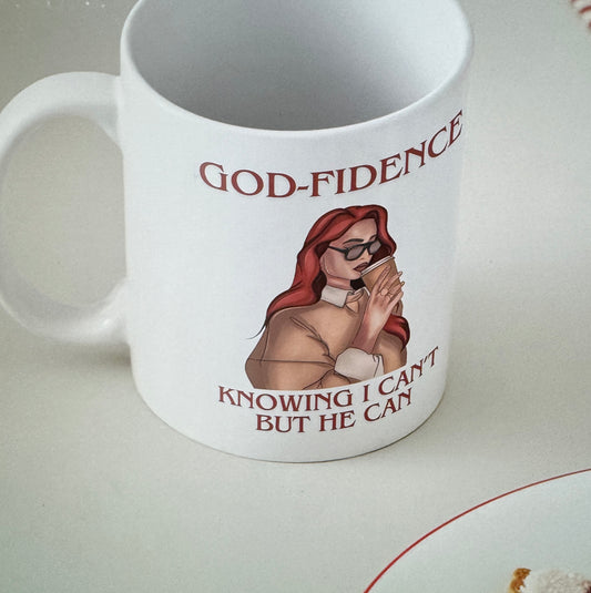 God-Fidence Knowing I Can't But He Can Ceramic Coffee Mug