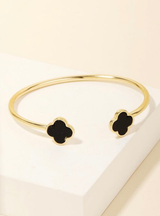 Clover Bangle in Black and Gold