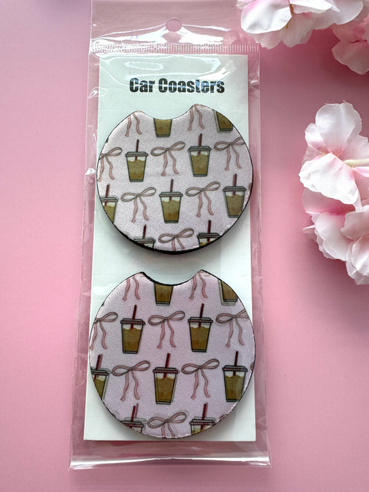 Coquette Coffee Pink Car Coaster Set