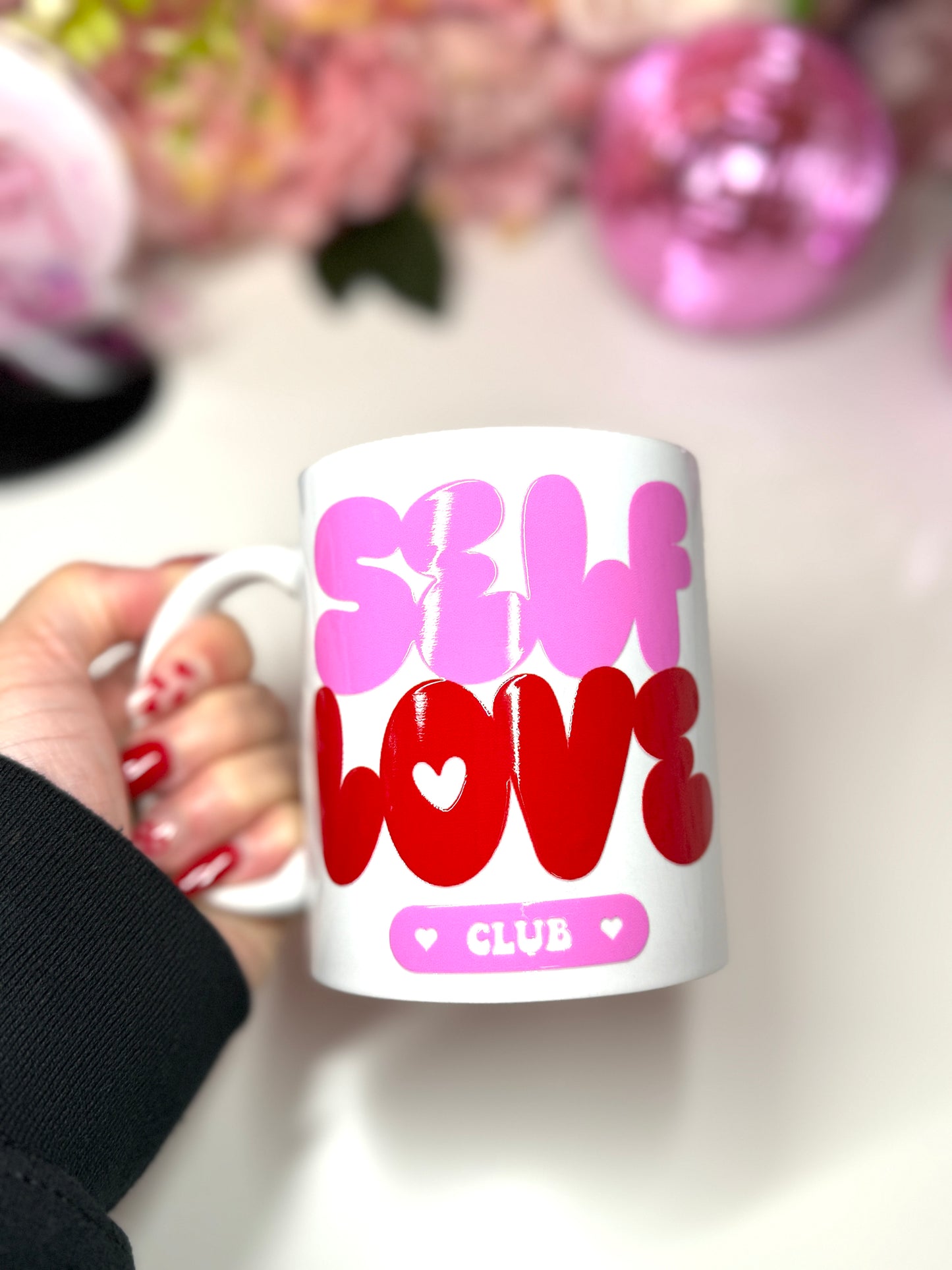 Self Love Club Pink & Red Ceramic Mug 11oz