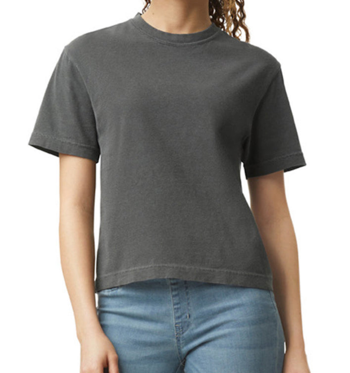 Overstimulated Moms Club Retro Boxy Tee in Gray