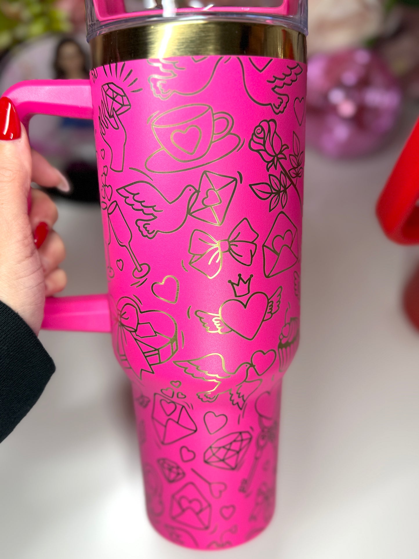 Valentines Love Letter Pink or Red With Gold under-layer  40oz Tumbler