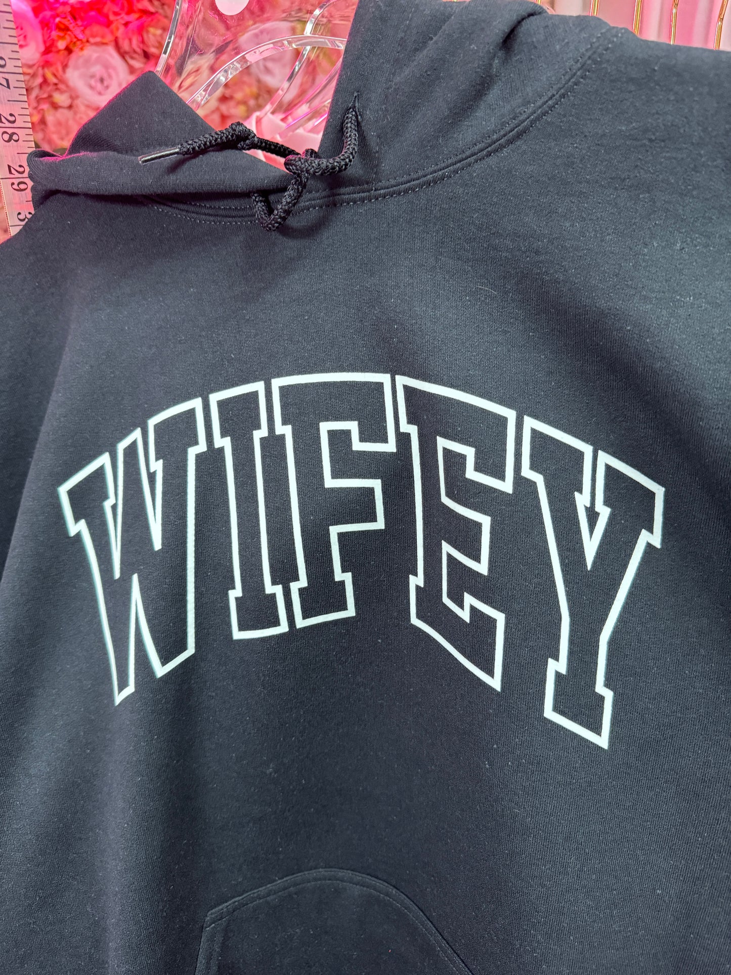 Wifey Hoodie In  Black With White Letters