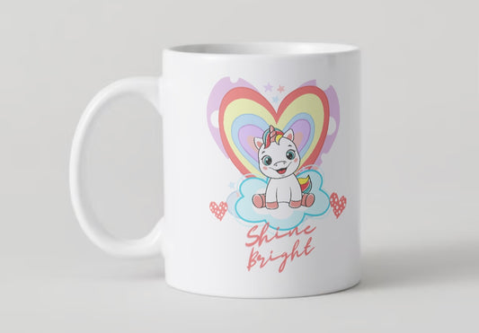 Shine Bright Unicorn Heart Ceramic Coffee Mug 11oz