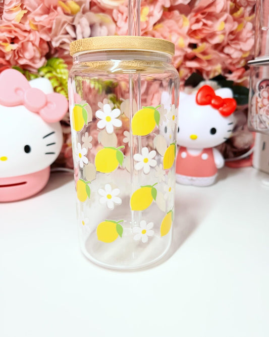 Lemon and Flower Glass Libby Cup