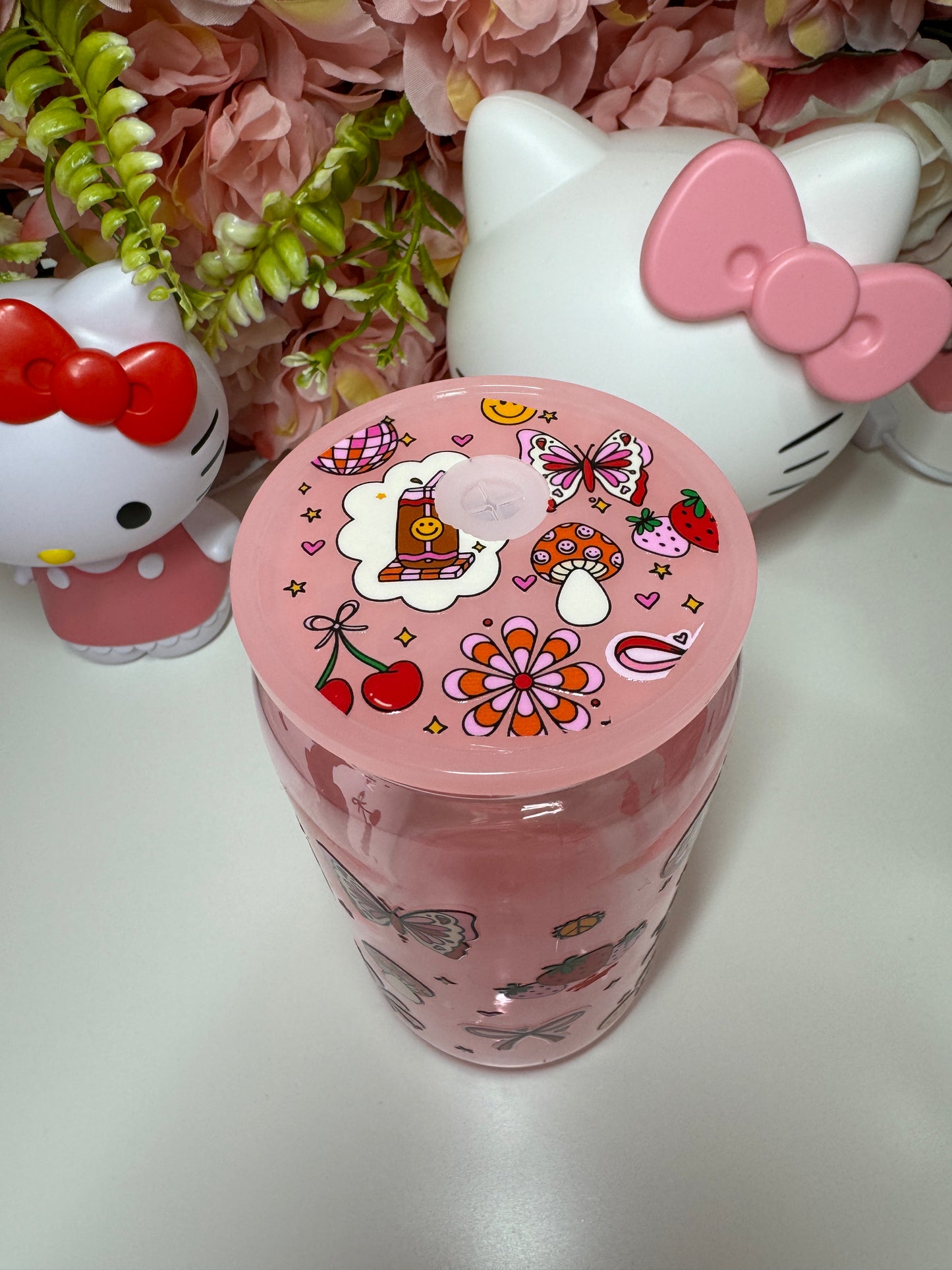 Retro Spring Plastic Jelly Hot Pink Cup