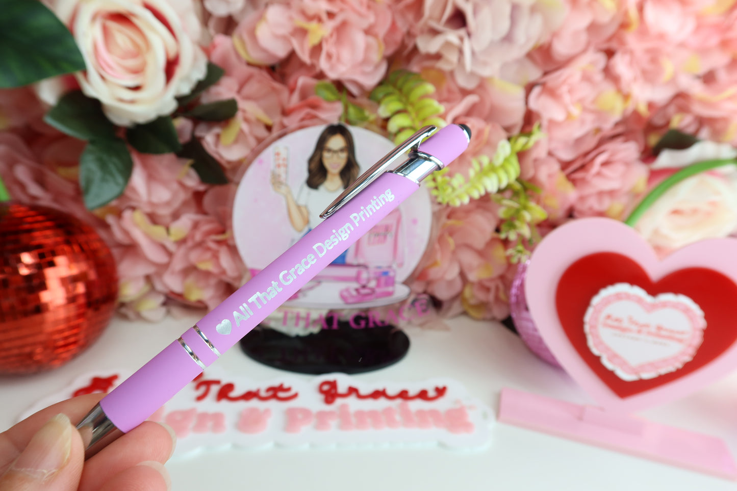Engraved Rubber Inkling Ballpoint Pen With Stylus