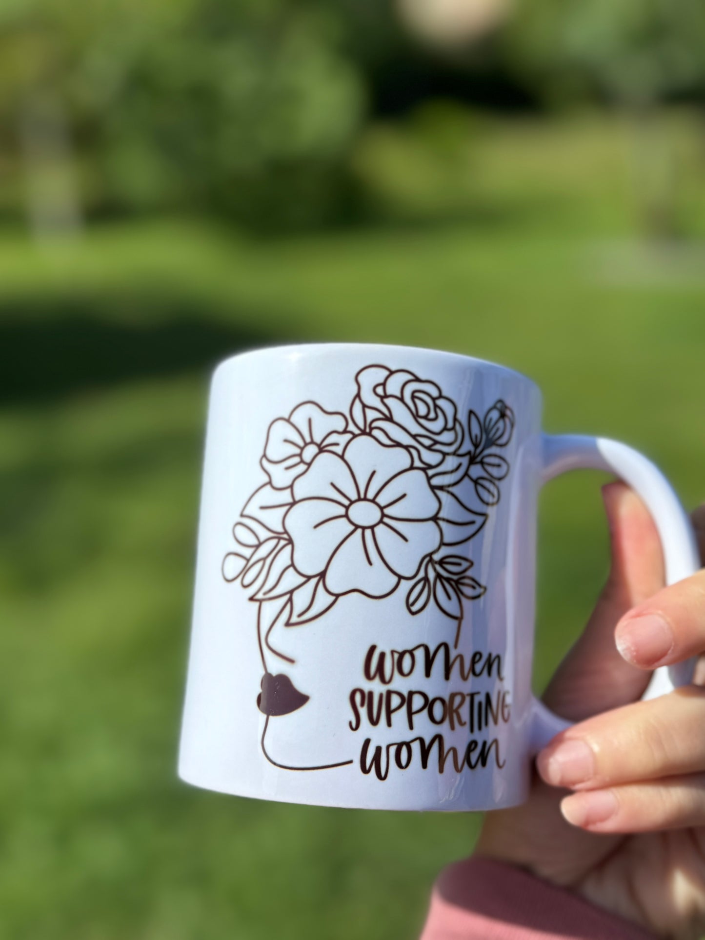 Women Supporting Women Floral and Face Silhouette Mug