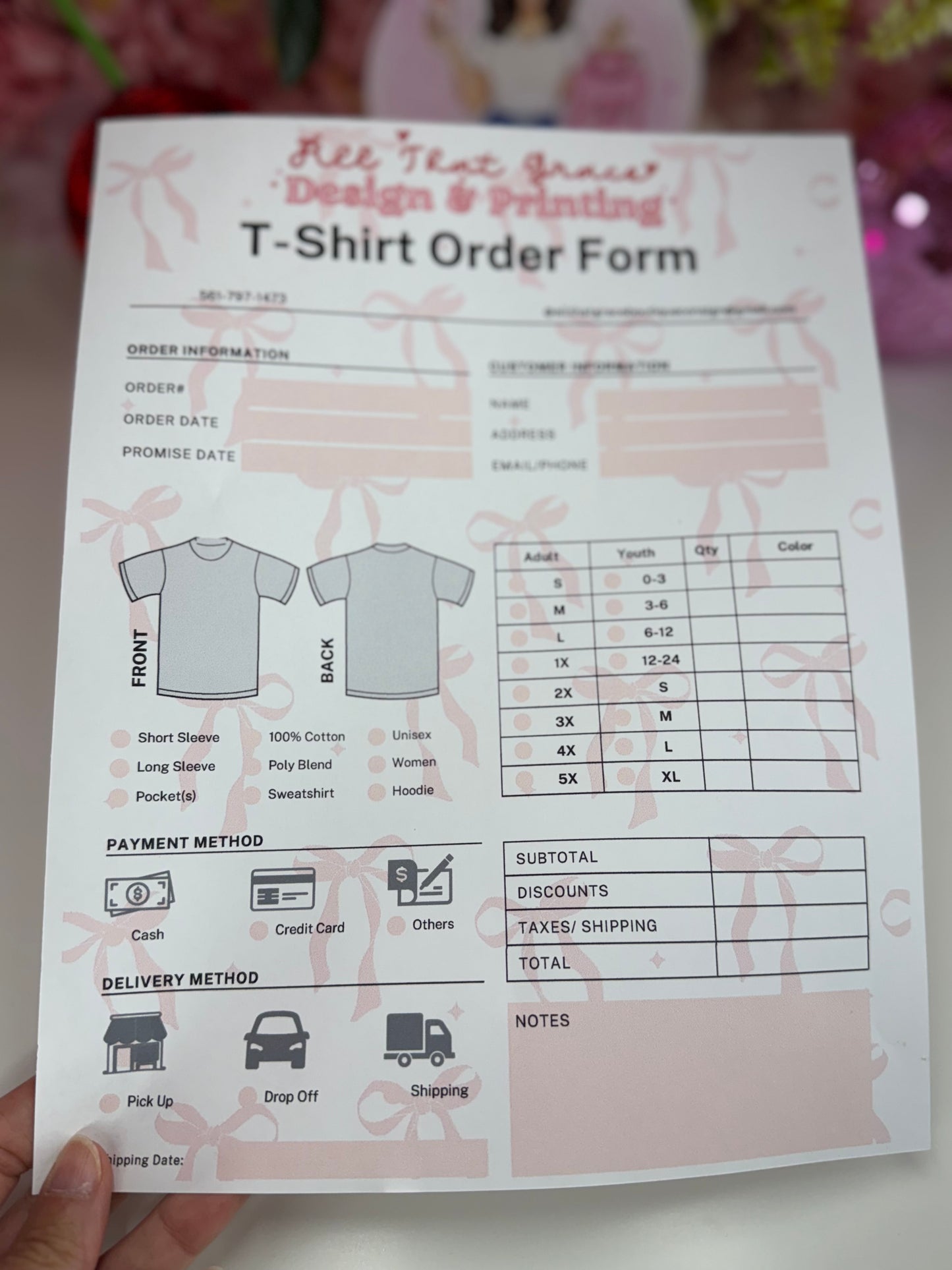 Custom Tee Shirt Order Form Notepad