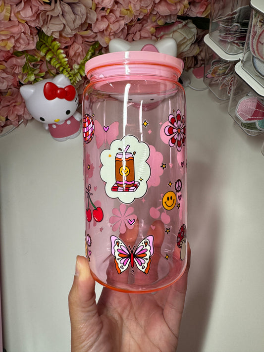 Retro Spring Plastic Jelly Hot Pink Cup