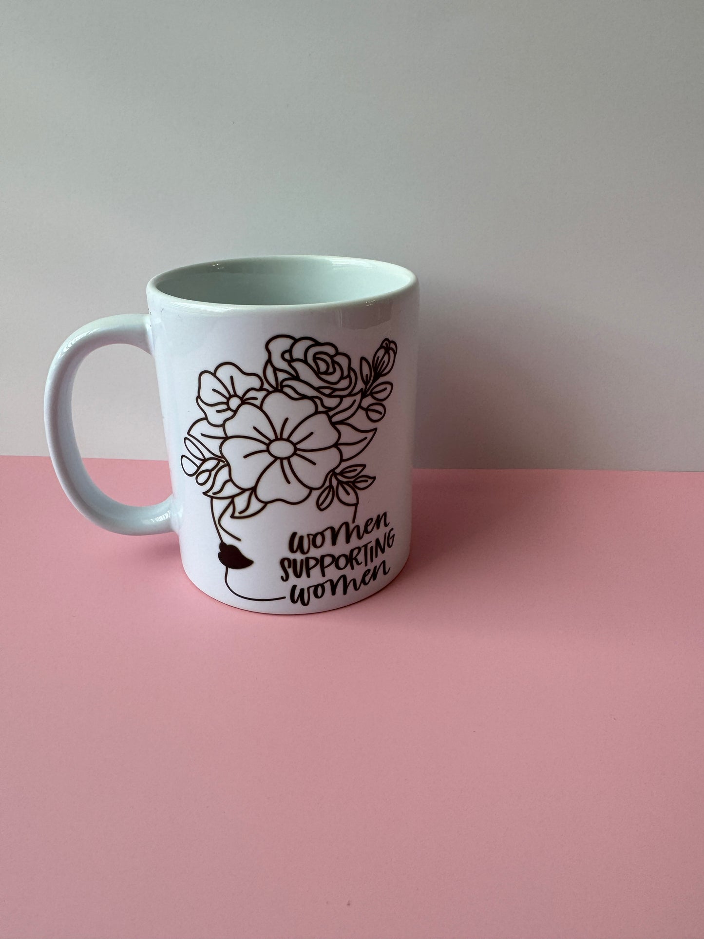 Women Supporting Women Floral and Face Silhouette Mug