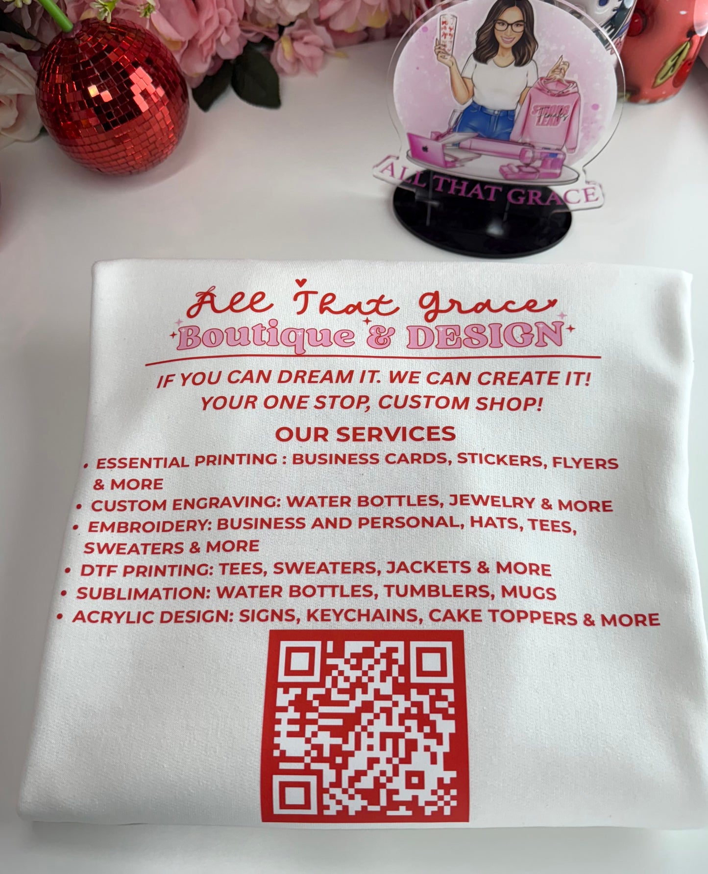 Custom Business Logo & QR Code Crewneck Sweater