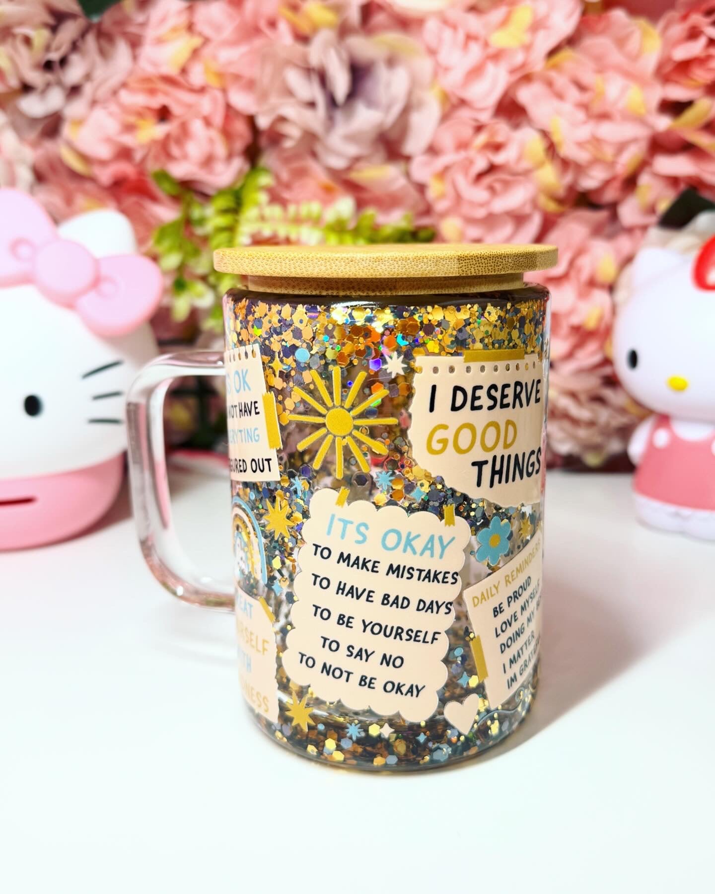 You Are Enough Affirmation Glass Snow Globe Mug 15oz