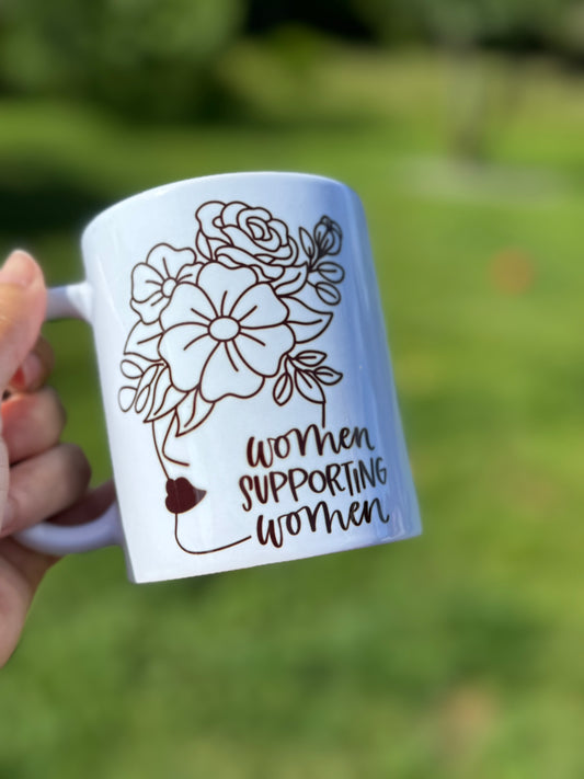 Women Supporting Women Floral and Face Silhouette Mug