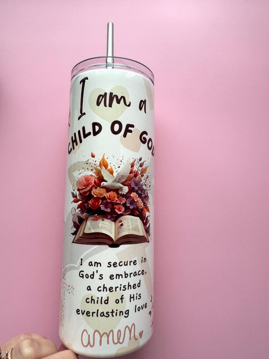 I Am A Child Of God Bible Verse 20oz Stainless Steel Tumbler Skinny