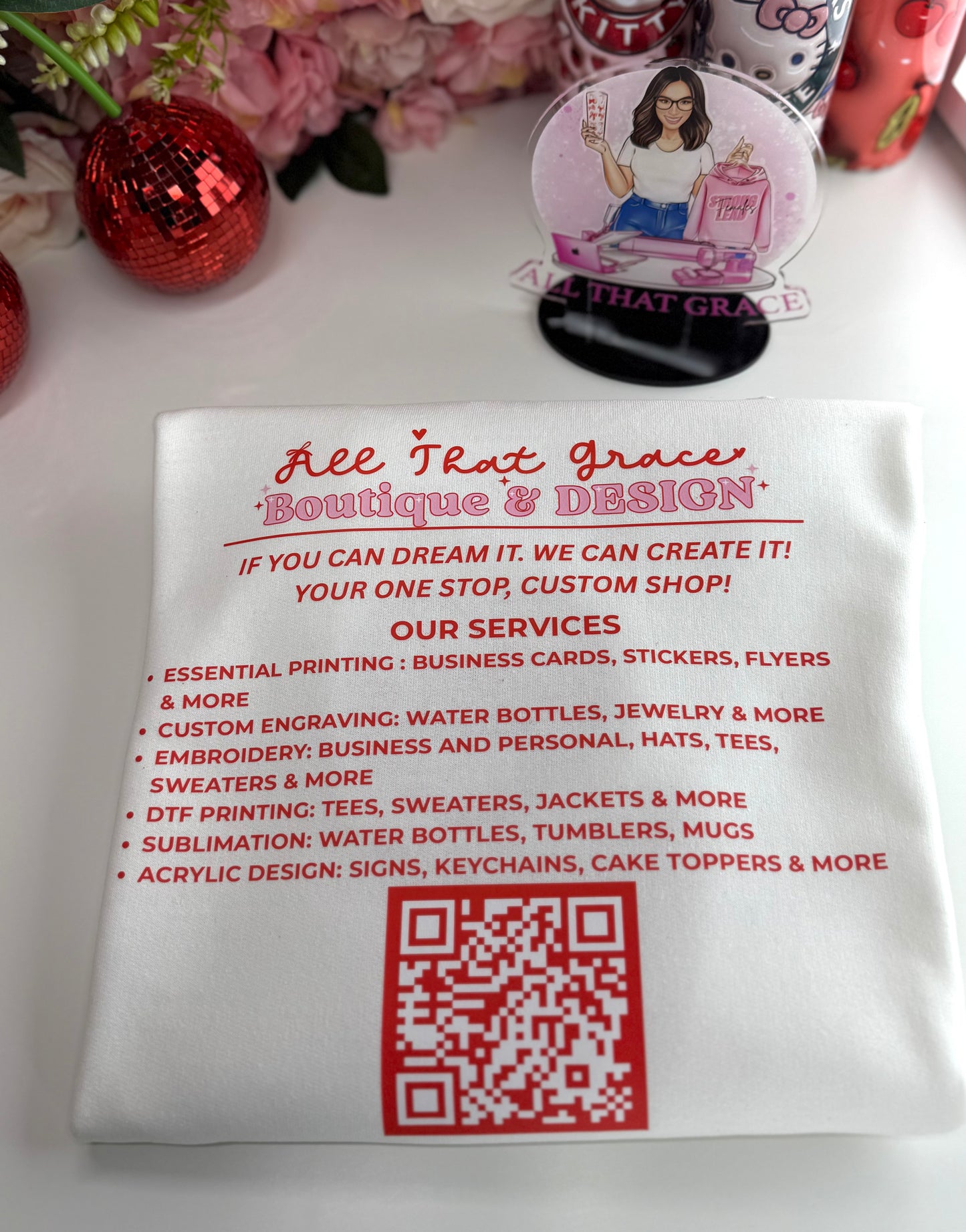 Custom Business Logo & QR Code Crewneck Sweater