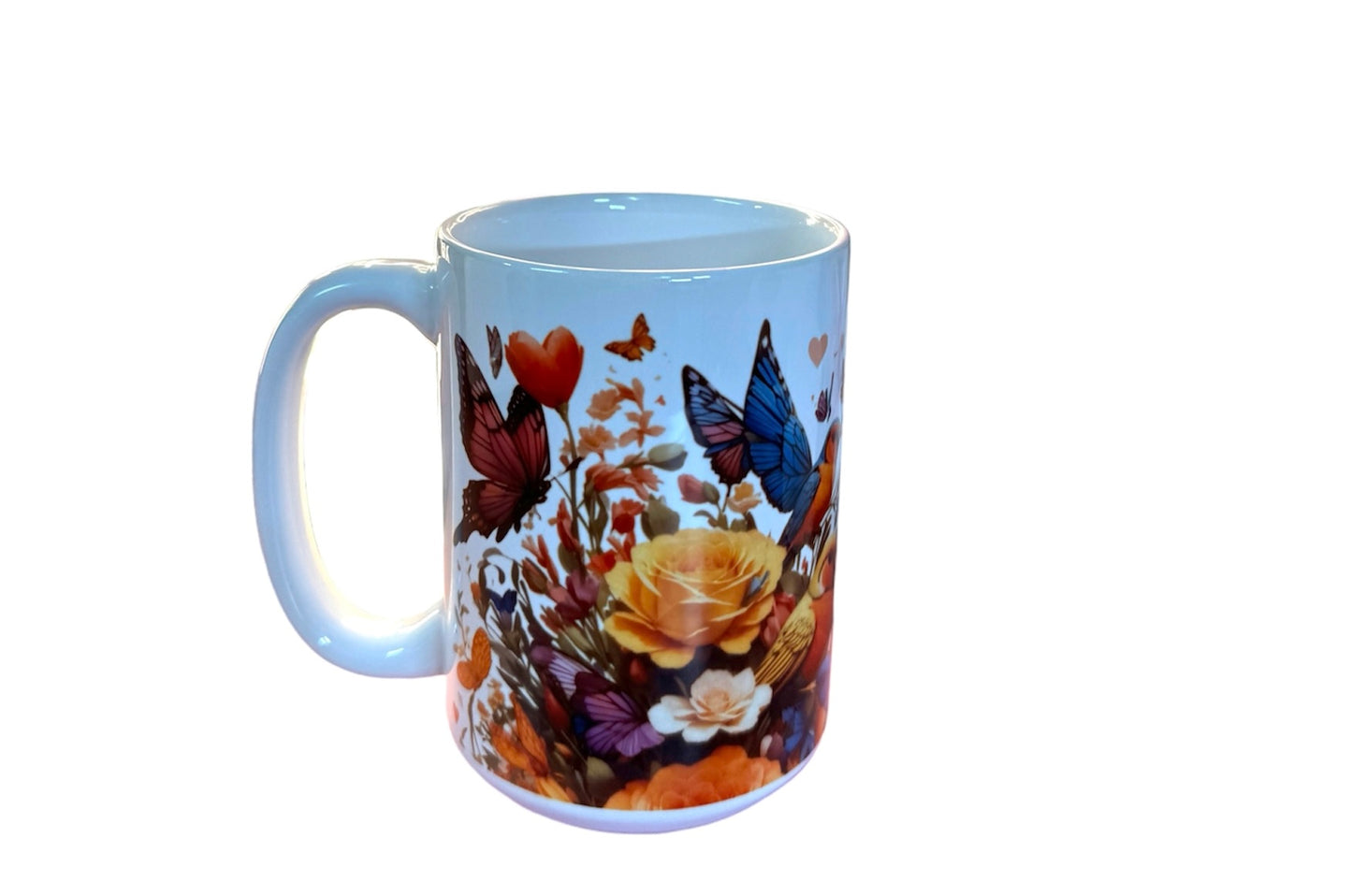 Spring Garden Flower, Bird, Butterfly 15oz Mug