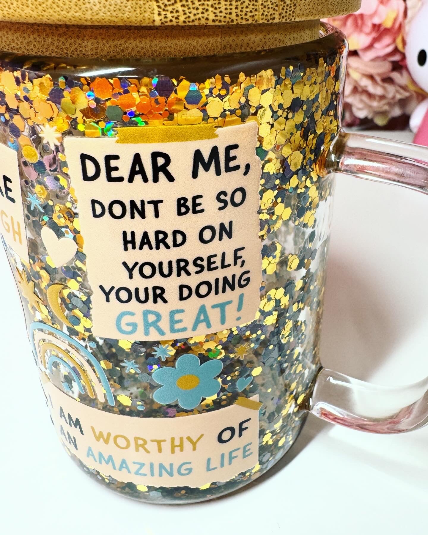 You Are Enough Affirmation Glass Snow Globe Mug 15oz