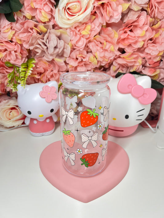 Strawberry Coquette Acrylic Clear Jelly Libby Cup 16oz