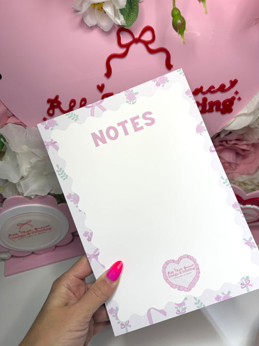 Dainty Floral Bow Notes Notepad