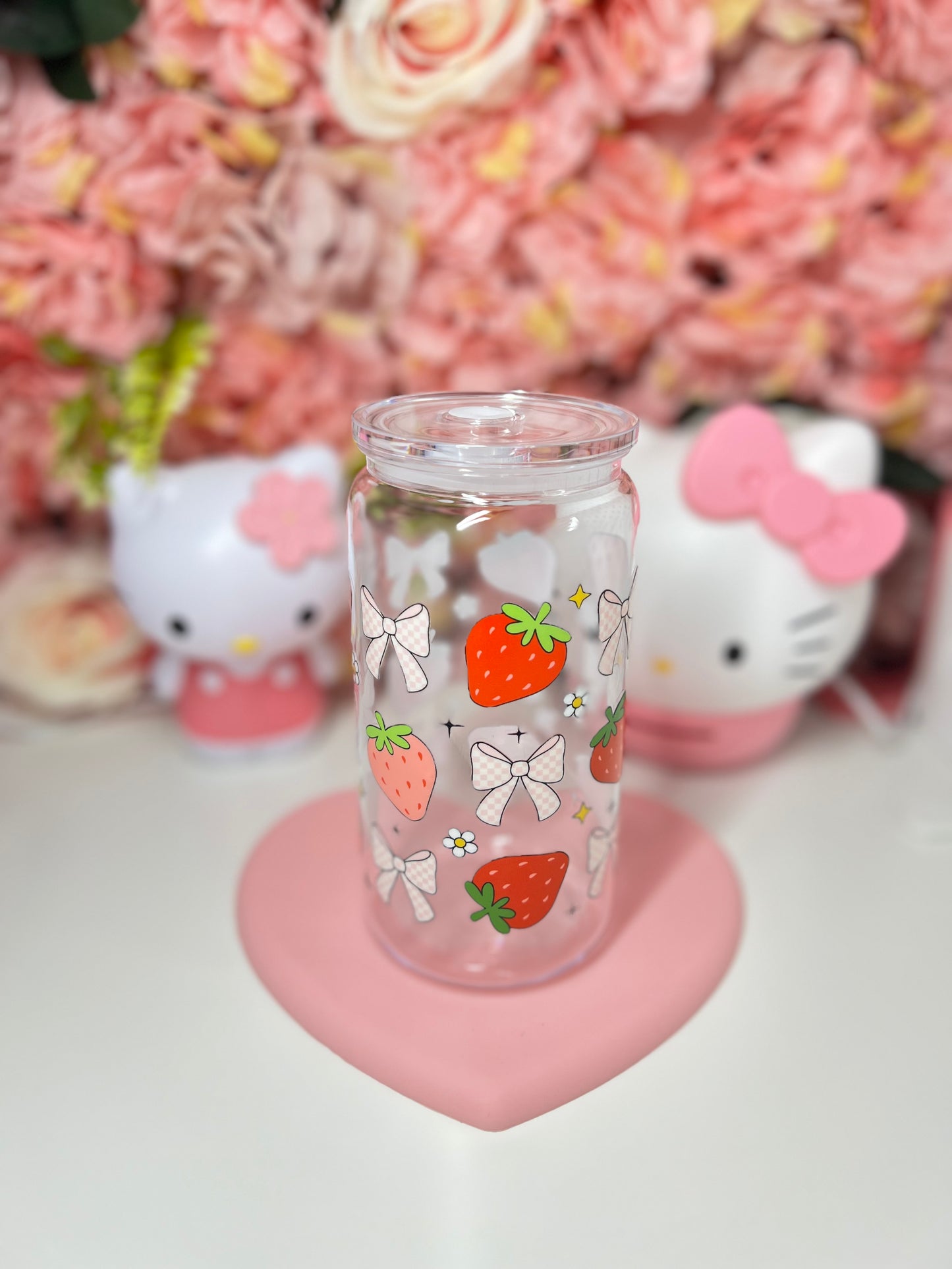 Strawberry Coquette Acrylic Clear Jelly Libby Cup 16oz